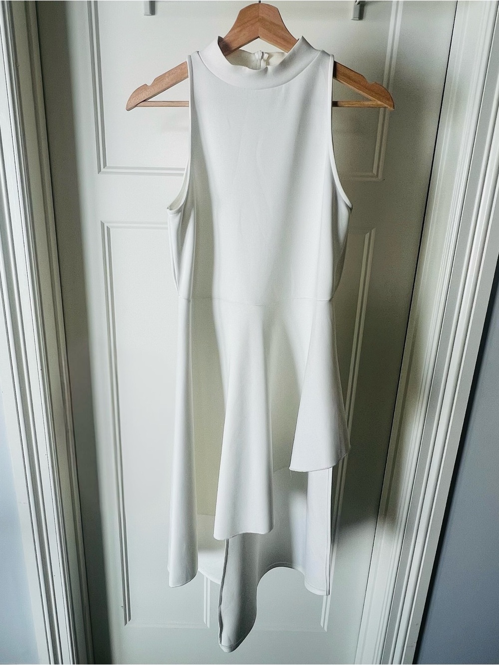 New York & Company White Sleeveless Asymmetrical Hem Dress